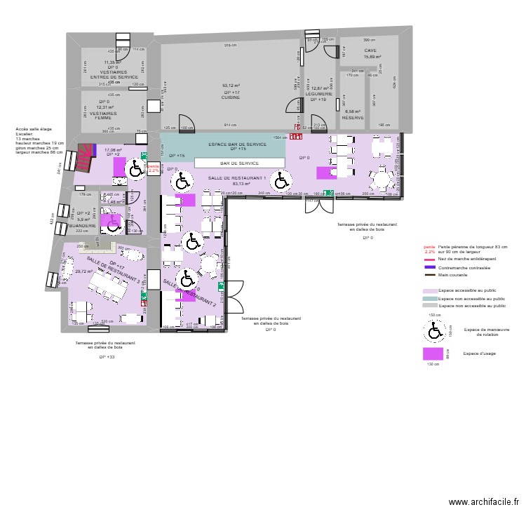 AUBERGE DES ISLES ESP ROT APRES TRAVAUX ZOOM . Plan de 15 pièces et 287 m2