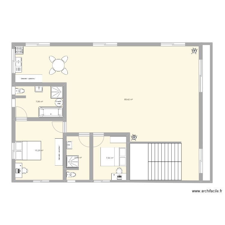 Mahanoro3. Plan de 5 pièces et 126 m2