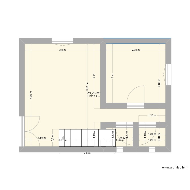 MAISON 1. Plan de 1 pièce et 29 m2