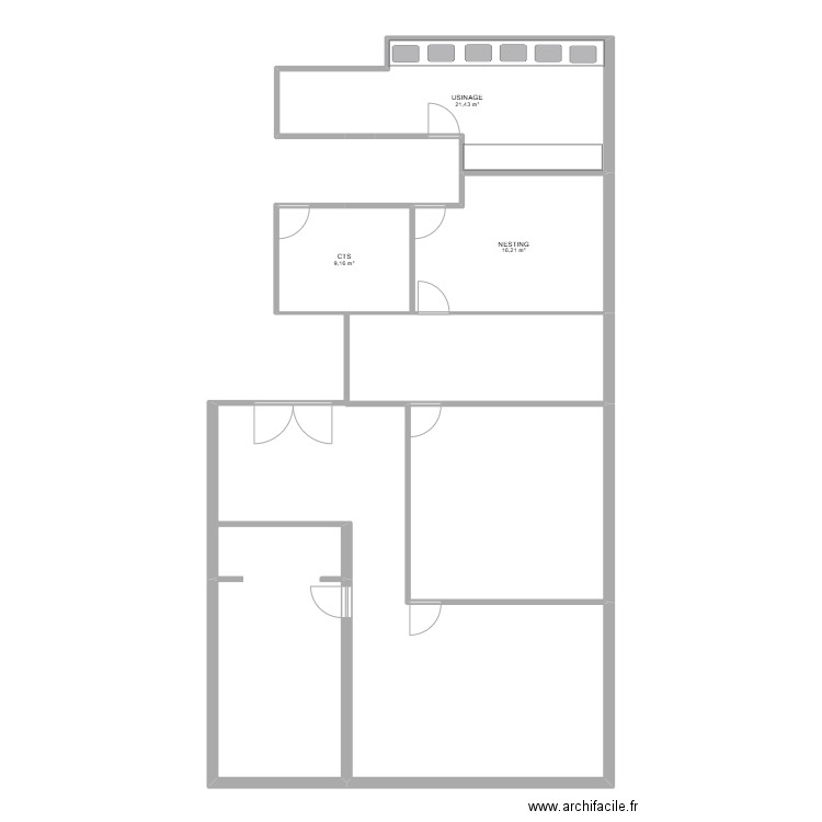 ADF. Plan de 4 pièces et 72 m2