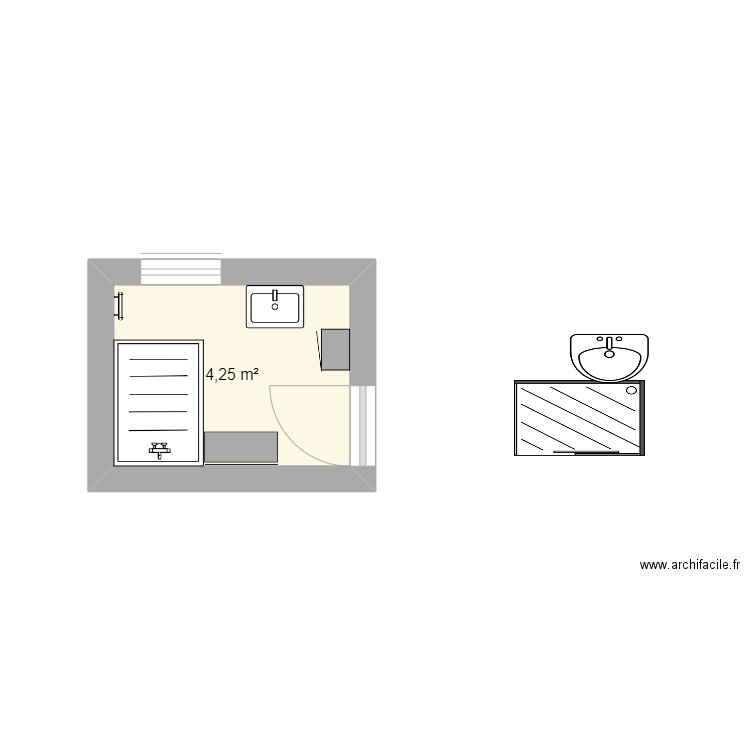 SdeB. Plan de 1 pièce et 4 m2