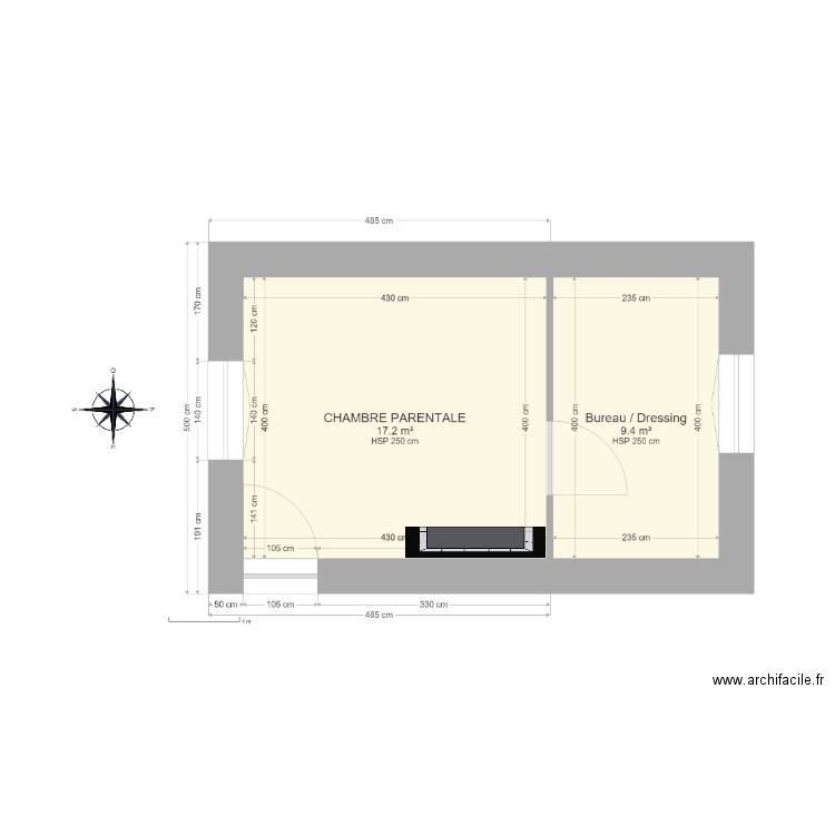 GRANDE CHAMBRE & BUREAU. Plan de 0 pièce et 0 m2