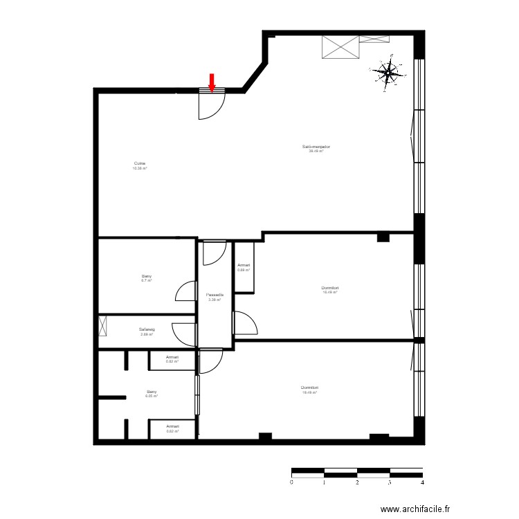 ED. AVSA 76, 3-4. LA MASSANA. Plan de 11 pièces et 107 m2