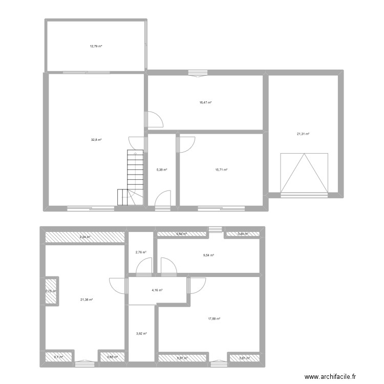 Plan maison BV. Plan de 20 pièces et 171 m2