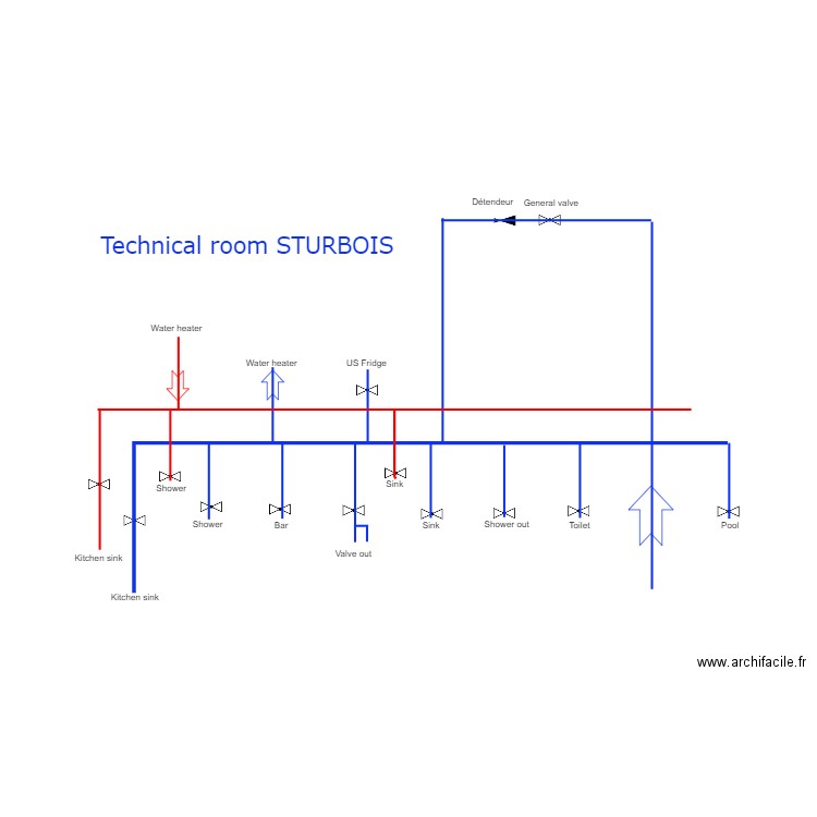 Water technical room. Plan de 0 pièce et 0 m2