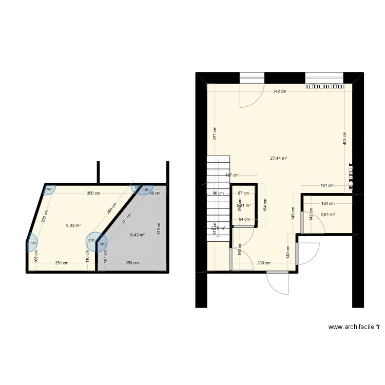 paysan bis projet. Plan de 6 pièces et 50 m2