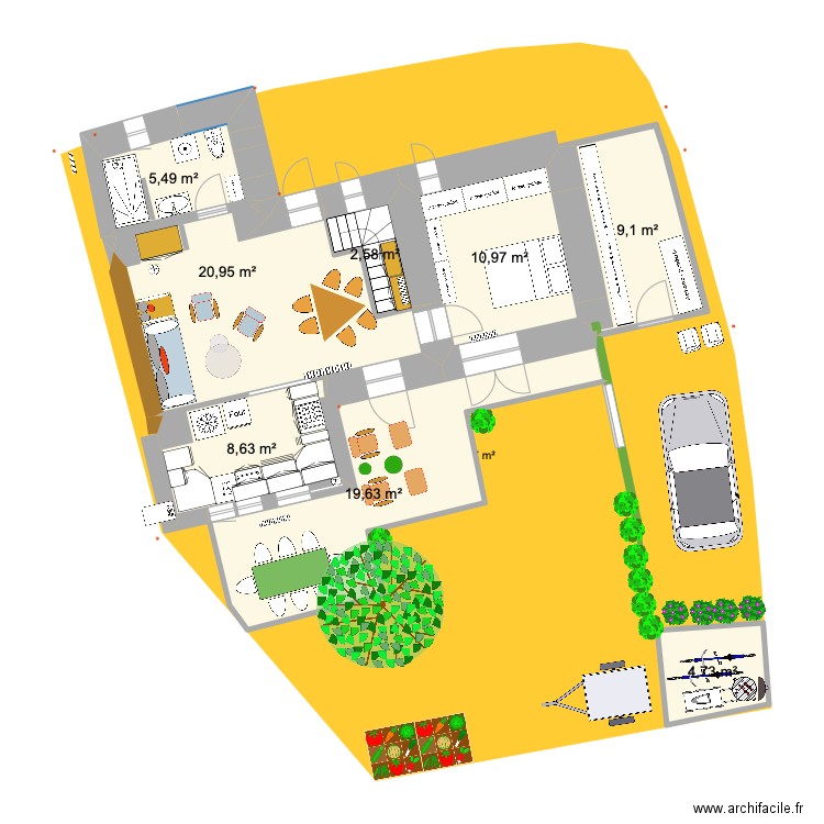 PRIEUX plan intérieur 2eme phase. Plan de 8 pièces et 82 m2