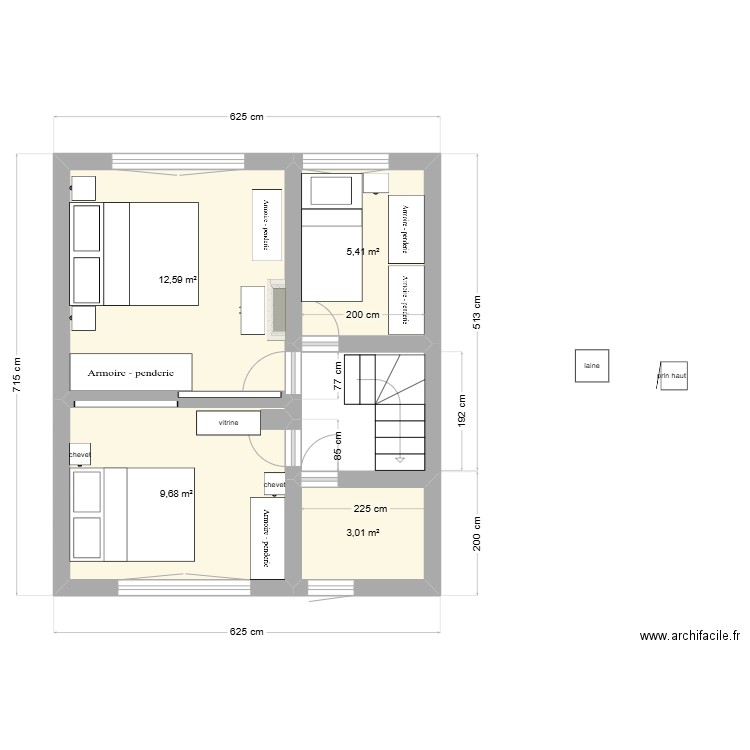 étage 13/12/2024. Plan de 4 pièces et 31 m2