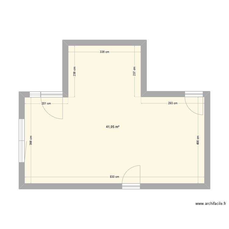 pièce de vie. Plan de 1 pièce et 41 m2