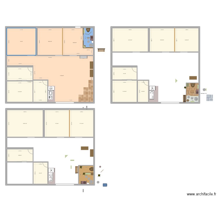 Grange 2. Plan de 20 pièces et 337 m2