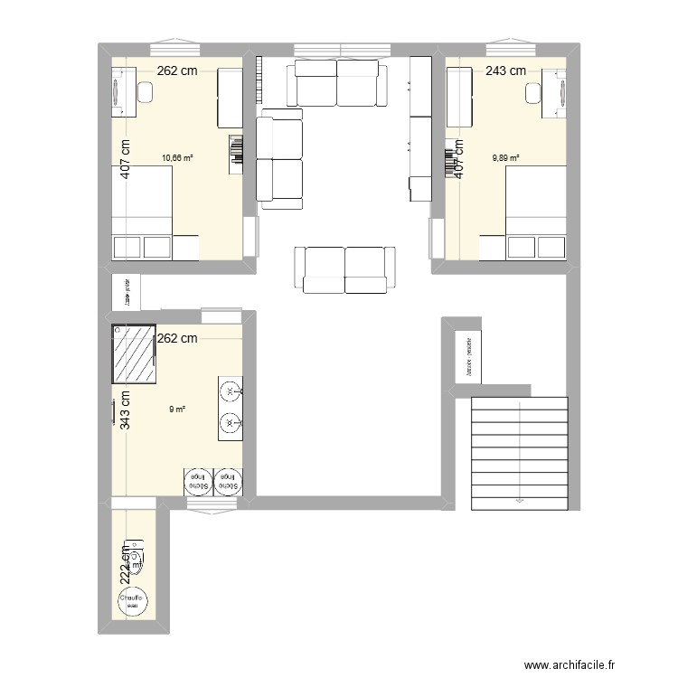 IM 4E. Plan de 4 pièces et 32 m2