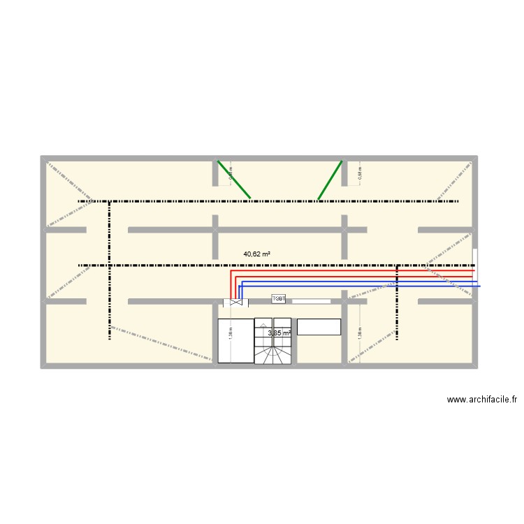 galerie technique bloc b. Plan de 2 pièces et 44 m2