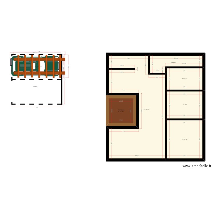 NOUVEAU1. Plan de 6 pièces et 90 m2