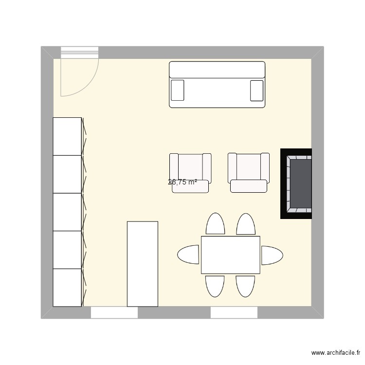 Salon Riquet. Plan de 1 pièce et 29 m2