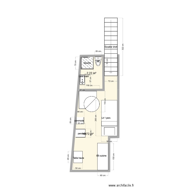 Appartement_V2. Plan de 2 pièces et 13 m2