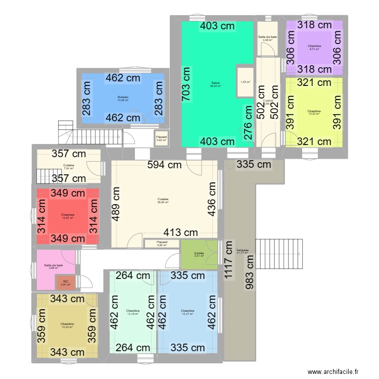 La souque. Plan de 19 pièces et 189 m2