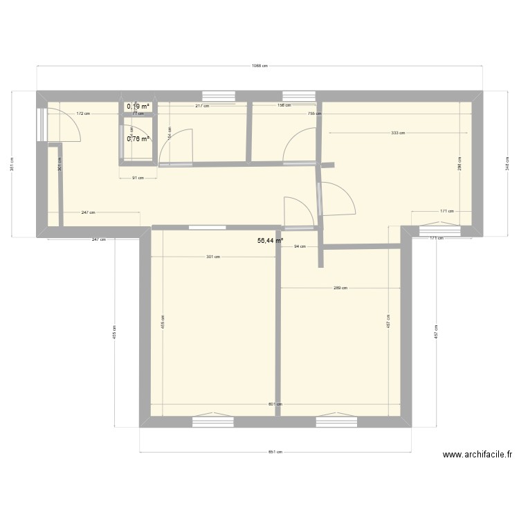 plan suresnes bis. Plan de 3 pièces et 57 m2