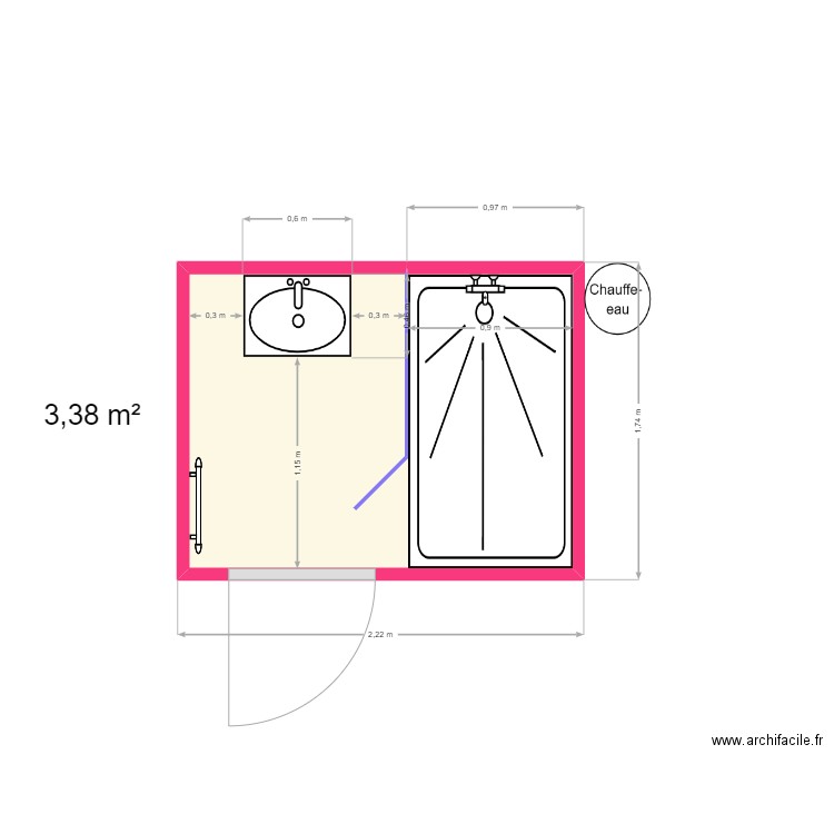 HARIDON . Plan de 1 pièce et 3 m2