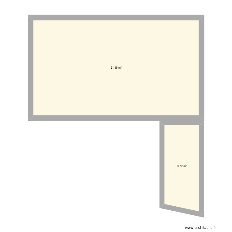 maison. Plan de 2 pièces et 61 m2