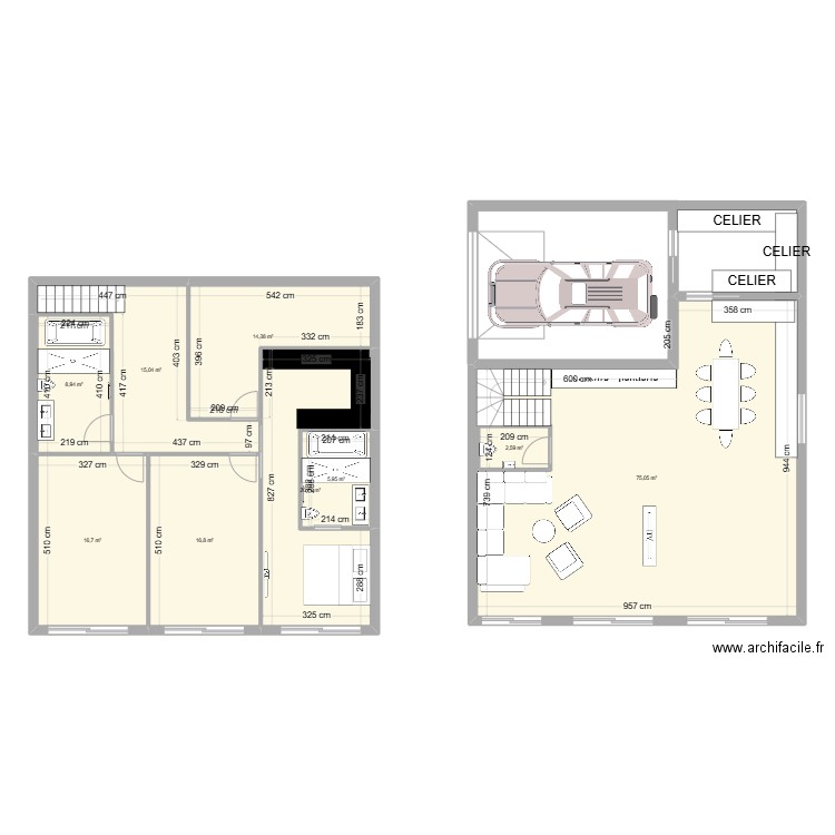 MAISON. Plan de 9 pièces et 179 m2