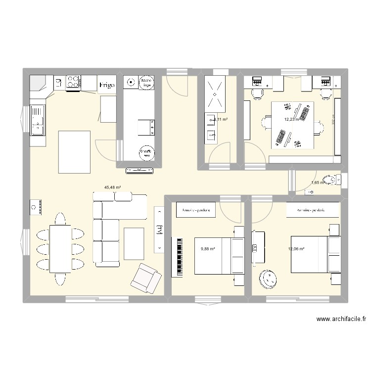 maison. Plan de 6 pièces et 85 m2