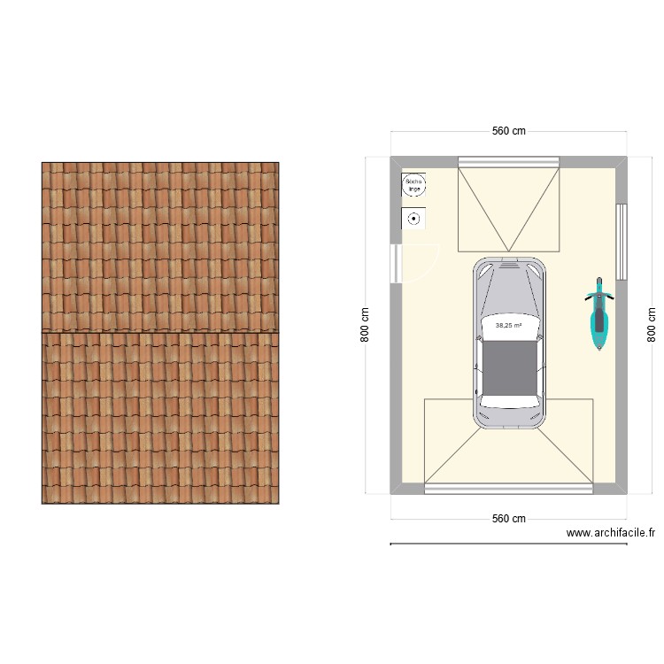 PLAN . Plan de 1 pièce et 38 m2