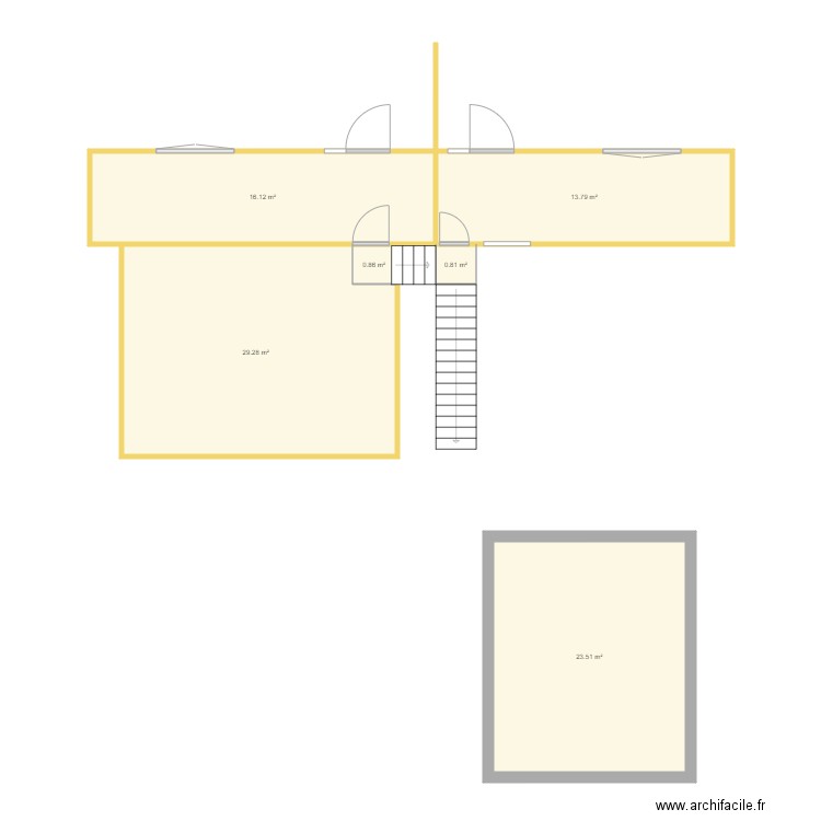 plan escalier1. Plan de 6 pièces et 84 m2