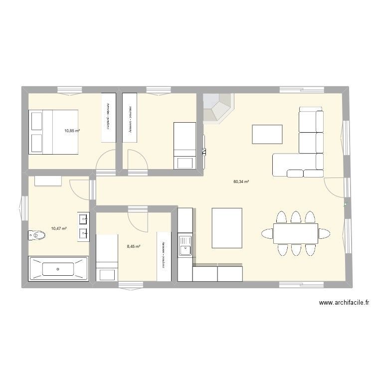 maison baby 1. Plan de 4 pièces et 90 m2