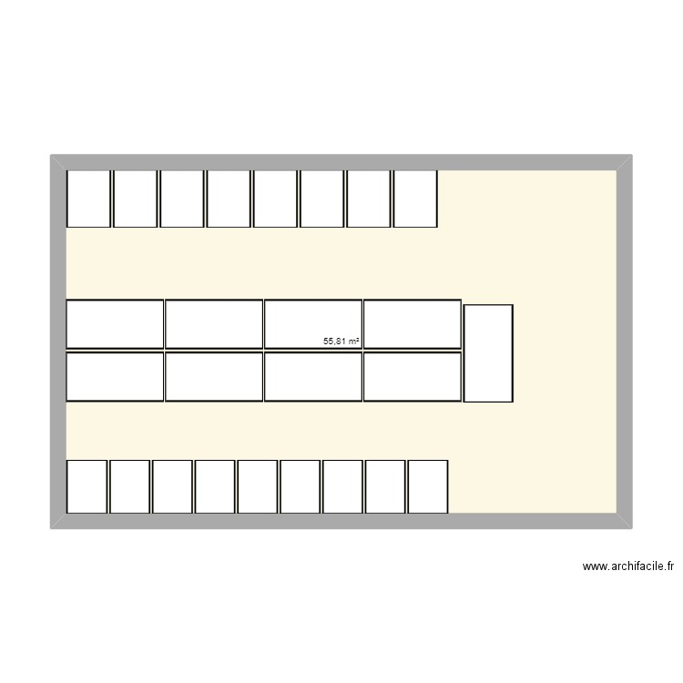 algéco. Plan de 1 pièce et 56 m2