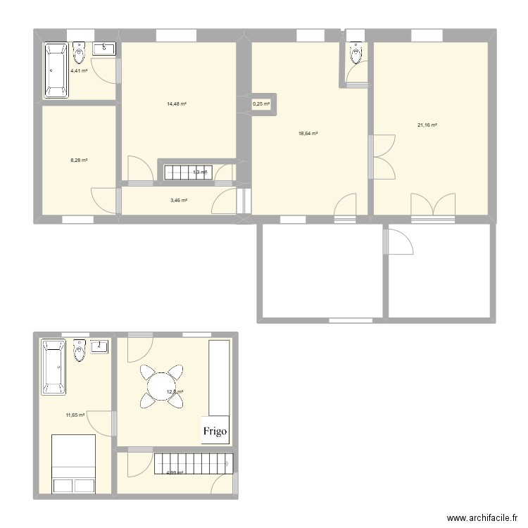 MEZIERES. Plan de 11 pièces et 102 m2