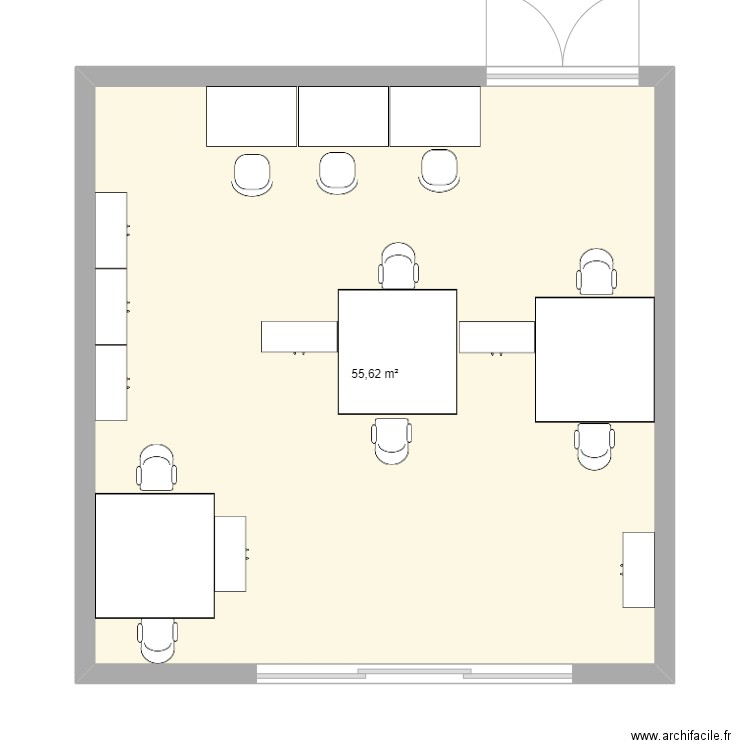 GE massy. Plan de 1 pièce et 56 m2