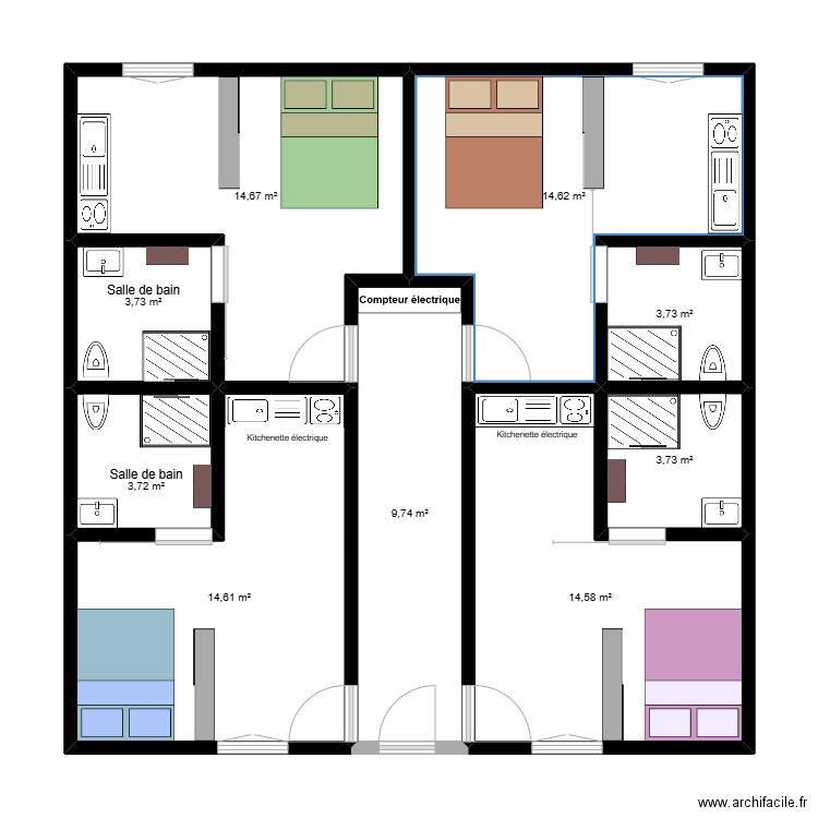 TALENCE. Plan de 9 pièces et 83 m2