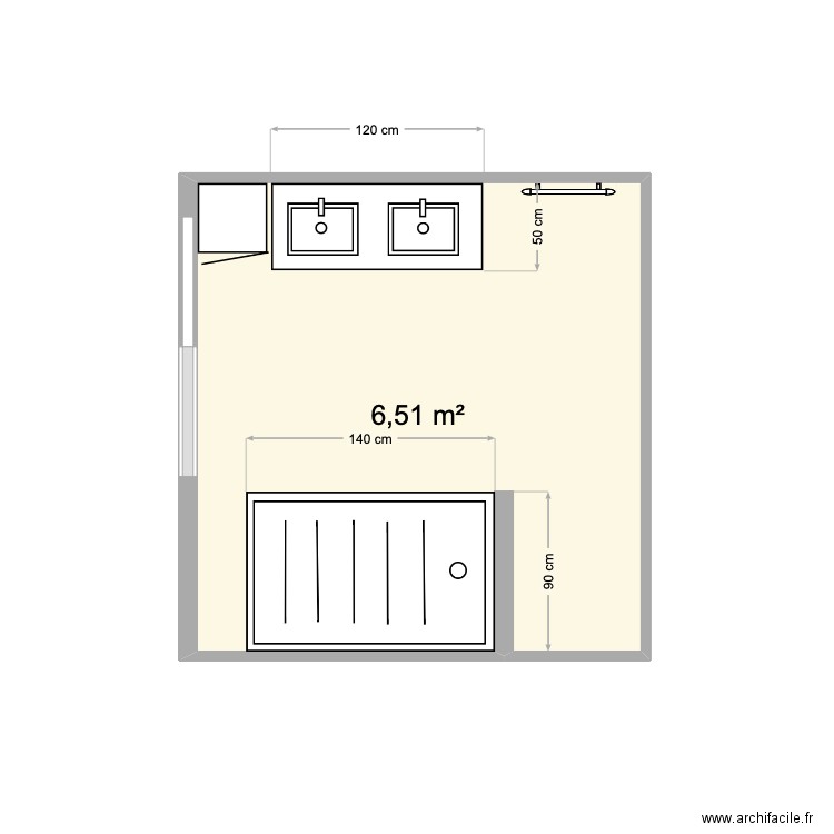 Salle de bain du haut. Plan de 1 pièce et 7 m2