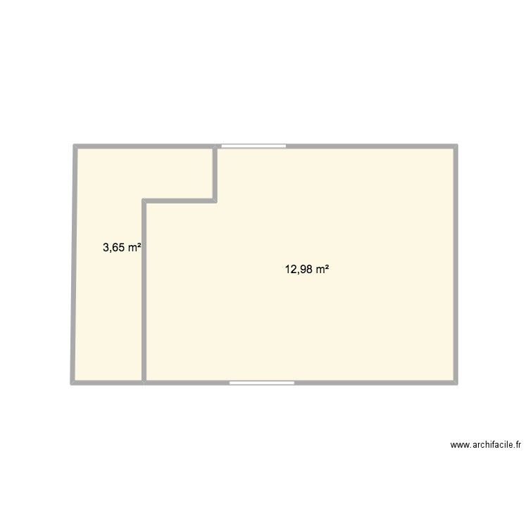 cuisine. Plan de 2 pièces et 17 m2