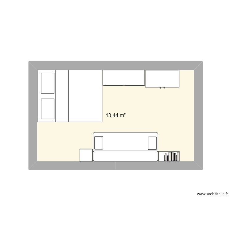 chambre3. Plan de 1 pièce et 13 m2