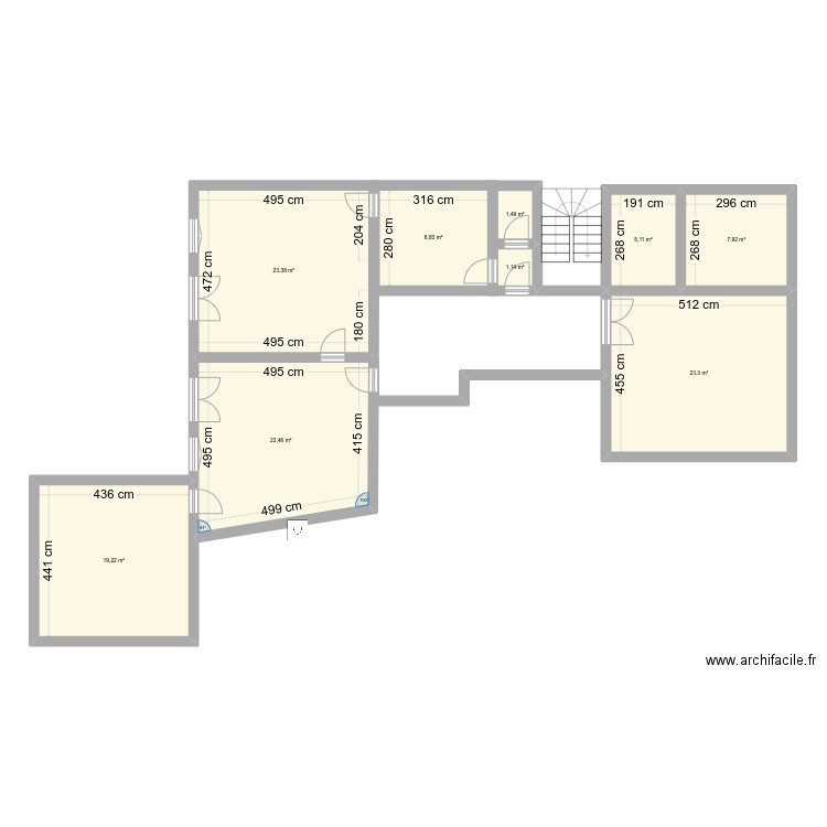 2eme Etage. Plan de 9 pièces et 113 m2