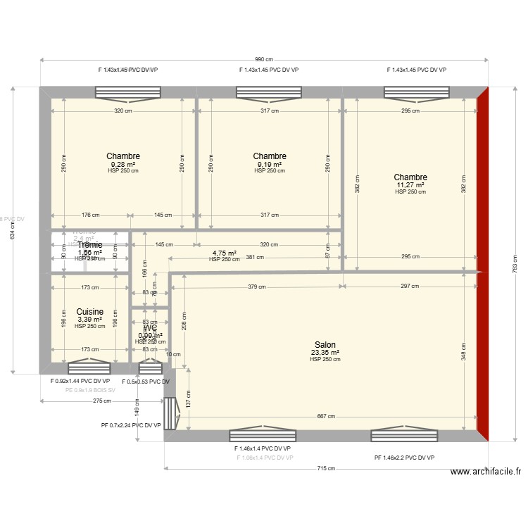  ML24018258  LESAGE. Plan de 13 pièces et 128 m2