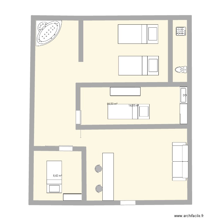 Institut . Plan de 3 pièces et 89 m2