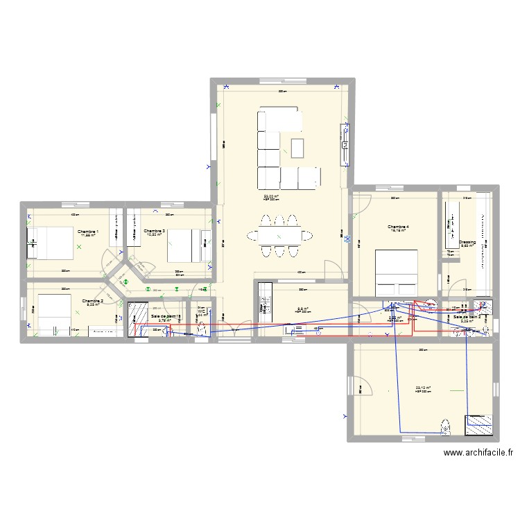 plan plomberie. Plan de 12 pièces et 156 m2