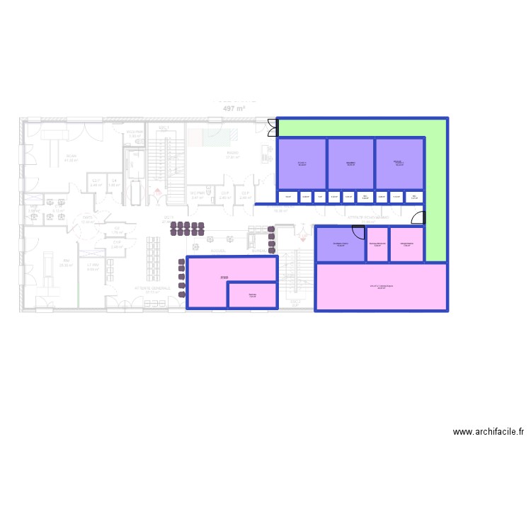 Bussy V2. Plan de 19 pièces et 192 m2