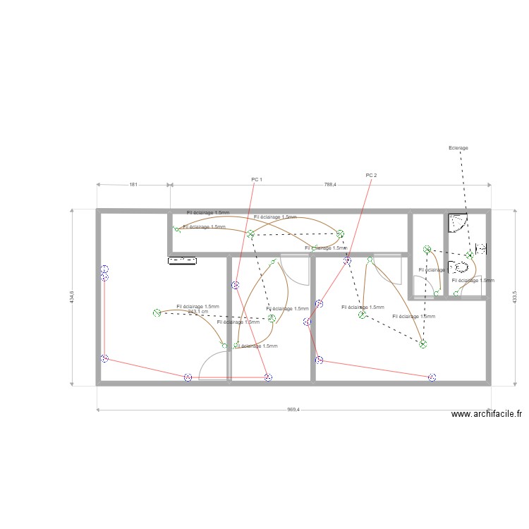 Assade. Plan de 6 pièces et 37 m2