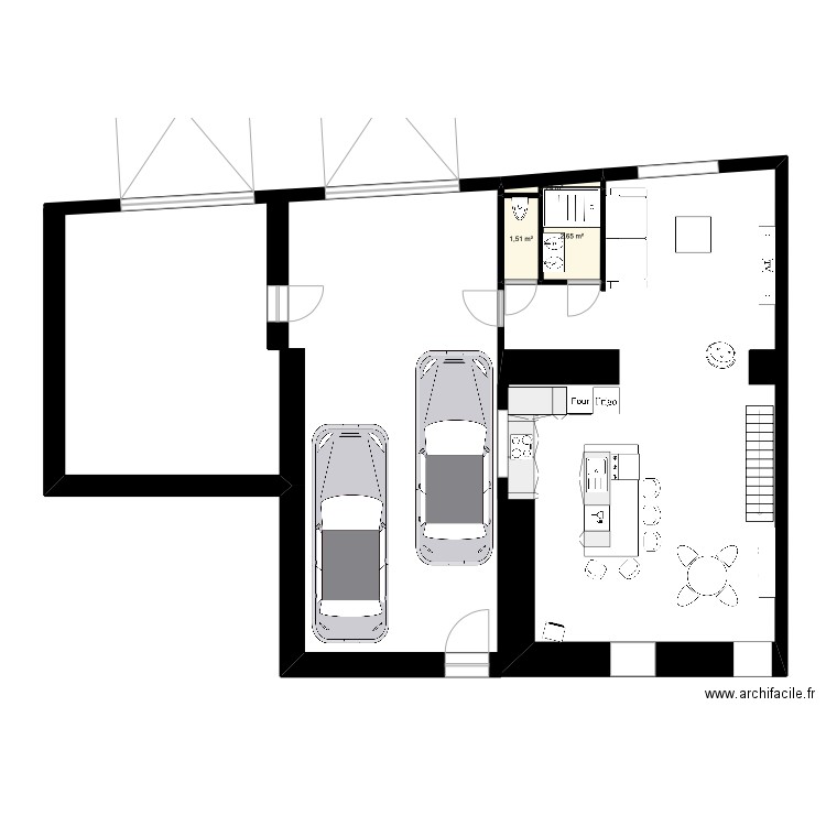 maison. Plan de 3 pièces et 4 m2