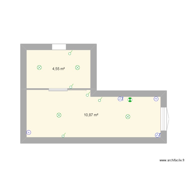 t2 electrique. Plan de 2 pièces et 15 m2