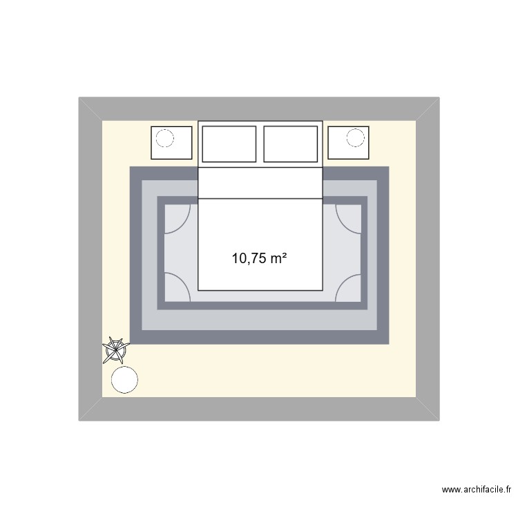 Chambre. Plan de 1 pièce et 11 m2