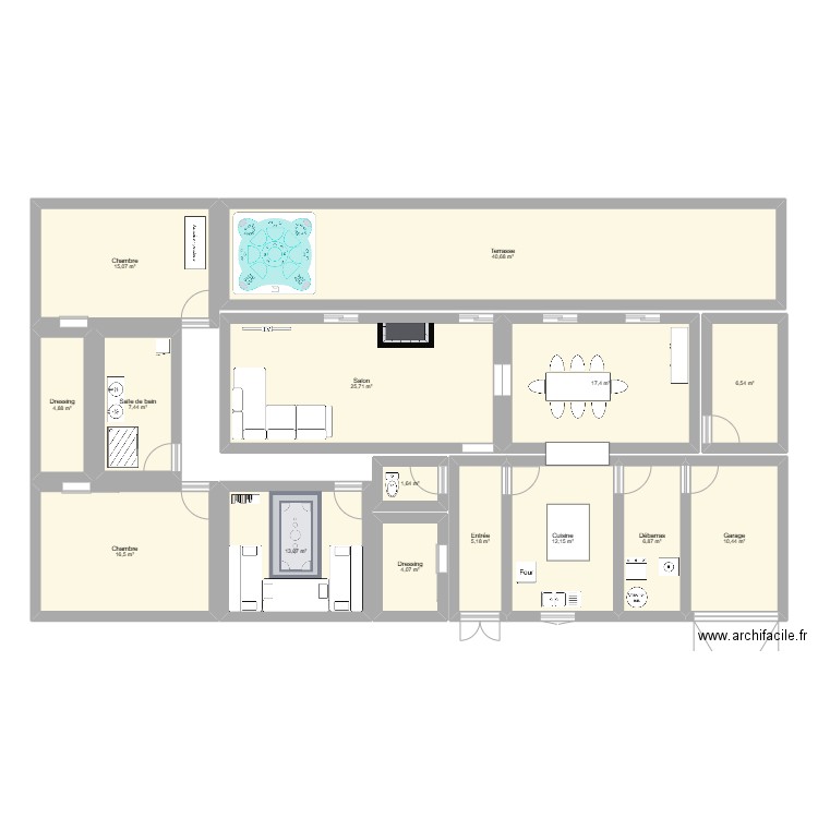 maison idéale. Plan de 15 pièces et 188 m2