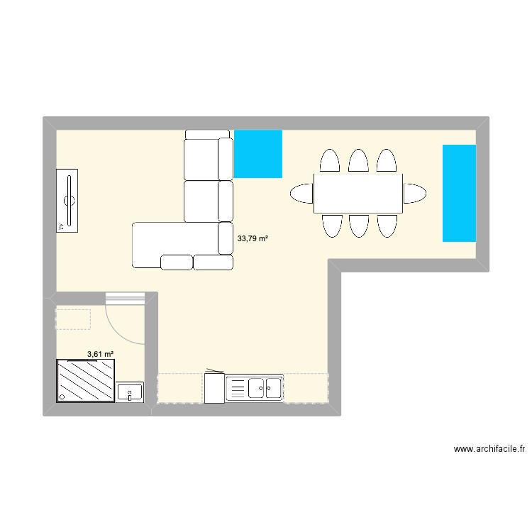 maison . Plan de 2 pièces et 37 m2