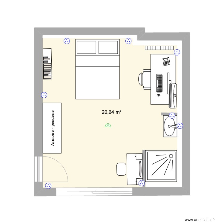 CH FANNY. Plan de 1 pièce et 21 m2