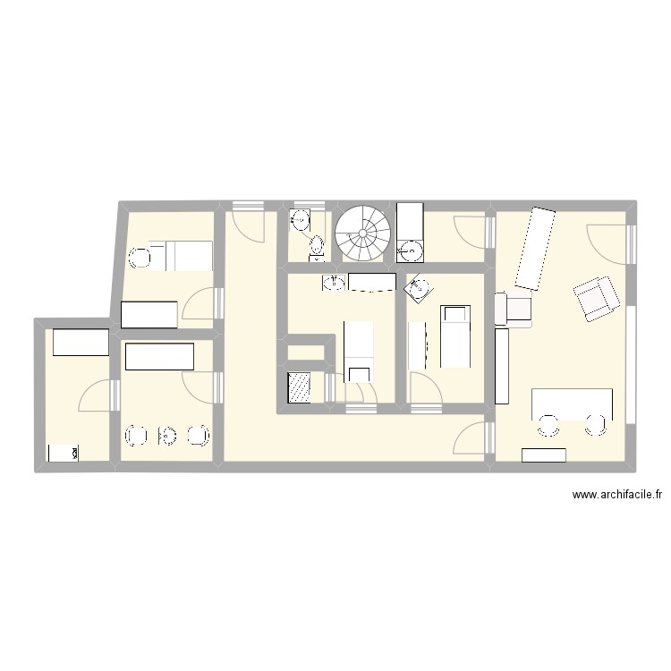 Institut. Plan de 12 pièces et 77 m2