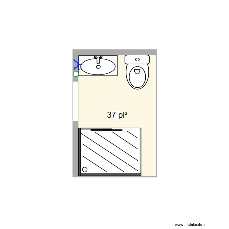 Salle de bain version 1. Plan de 1 pièce et 3 m2