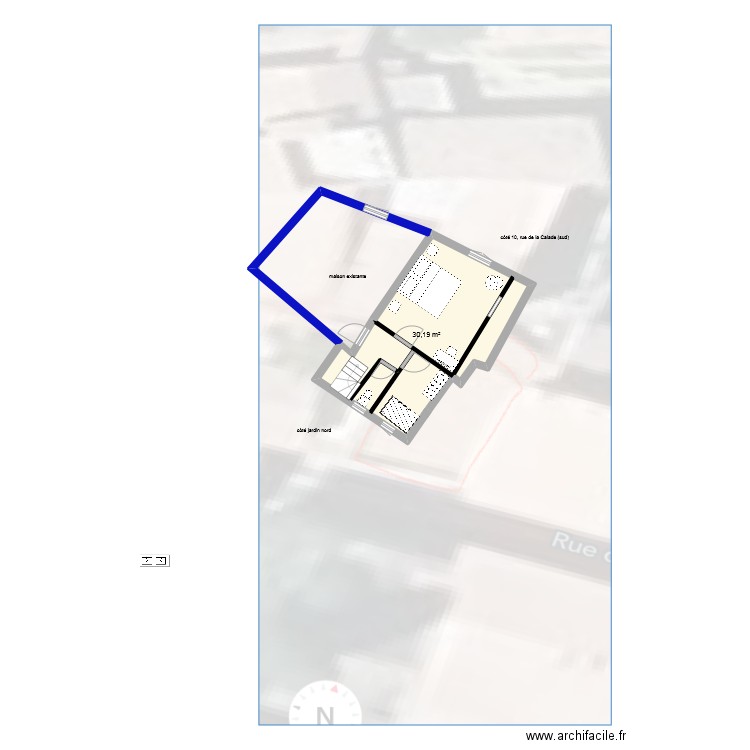 aggrandissement auriane2. Plan de 1 pièce et 30 m2